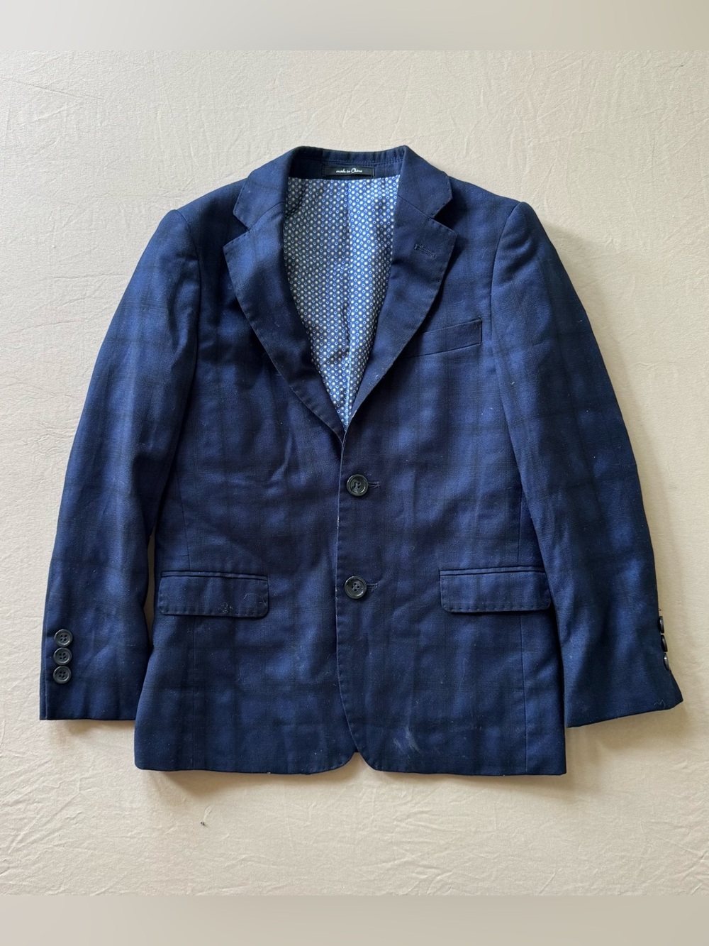 T.O. Collection Blue Plaid Suit Jacket Blazer